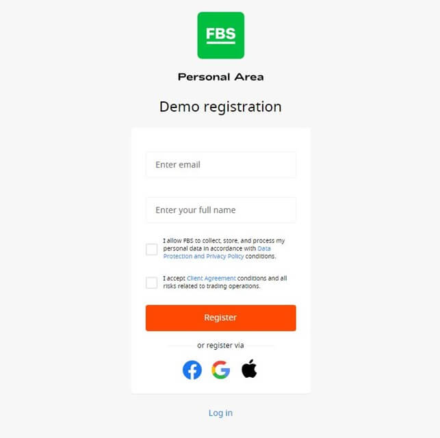 fbs demo registration page