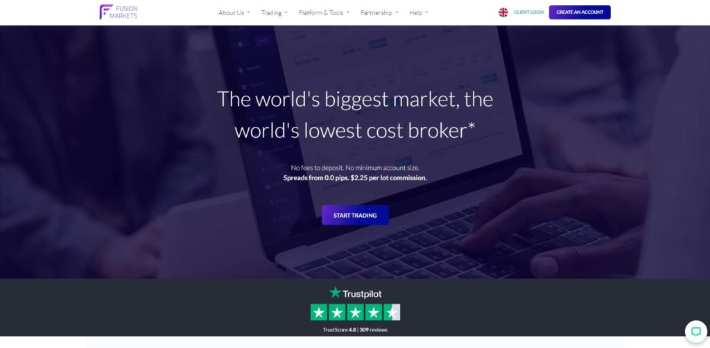 fusion markets website homepage