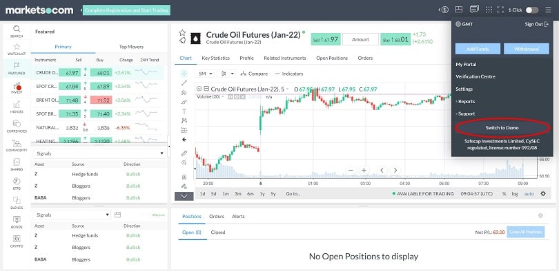 markets.com demo webtrader switch to demo