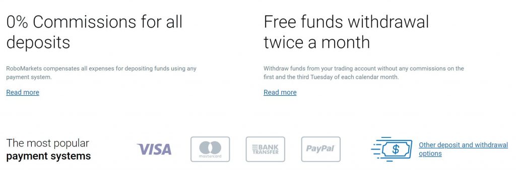 The most popular payment system at RoboMarkets