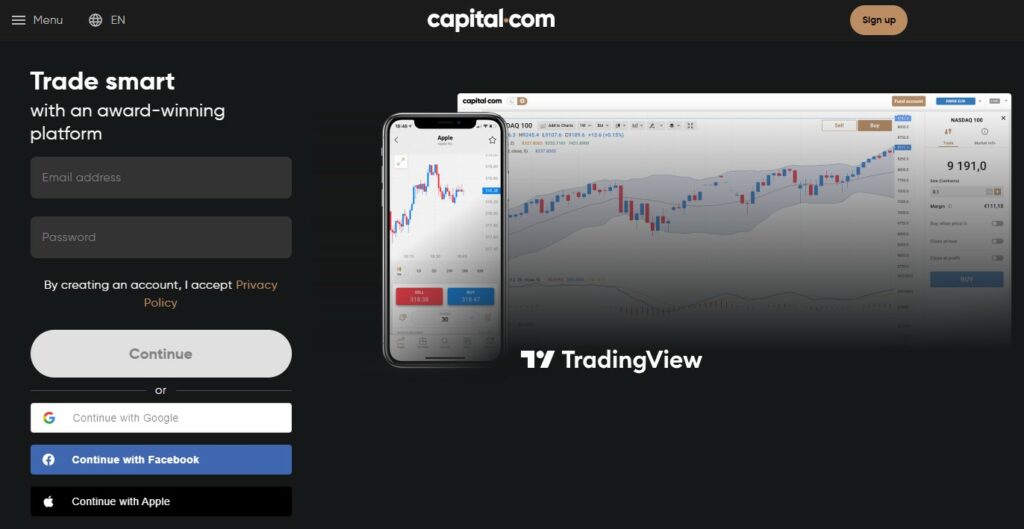 TradingView platform with Capital.com