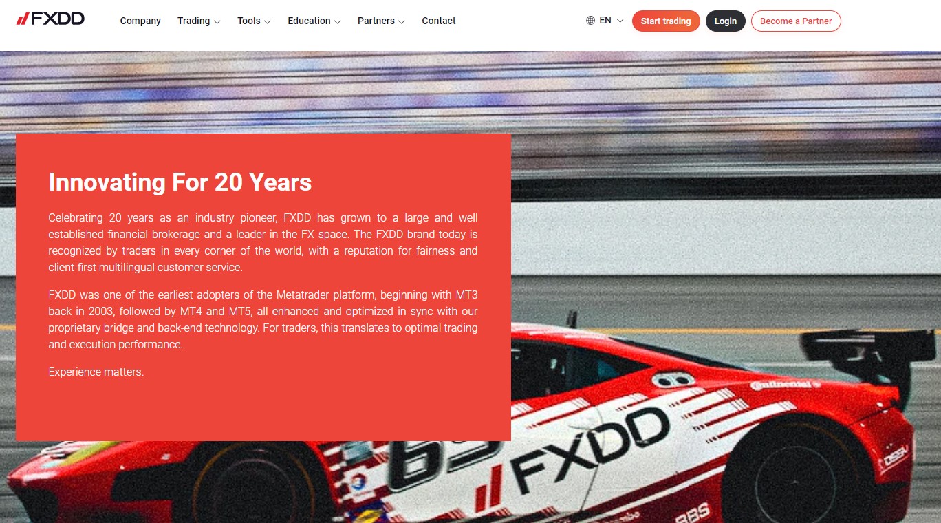 FXDD has over 20 years of Forex industry experience