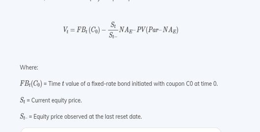 The final evaluation of the formula of the equity swap