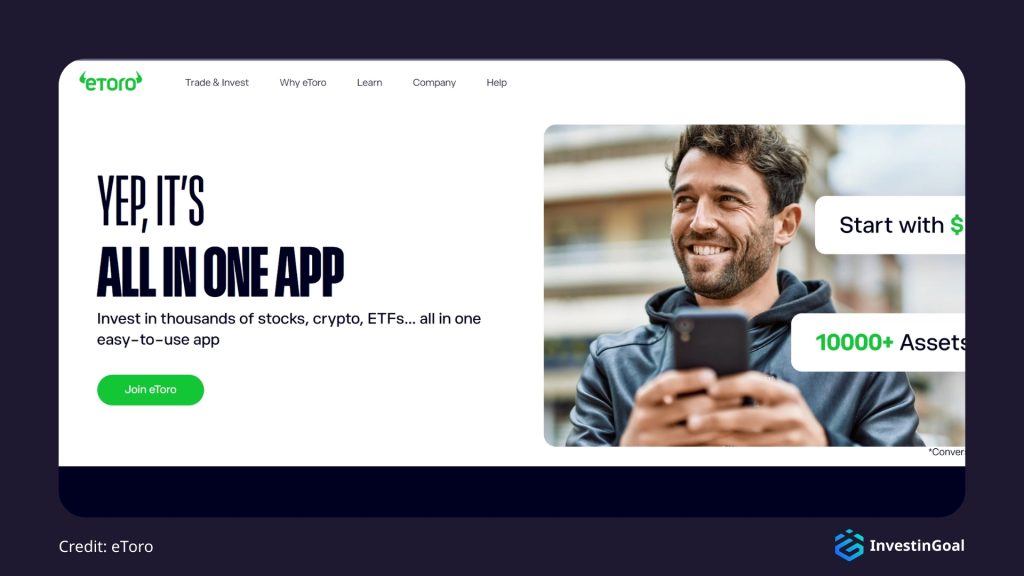 General View of the eToro Homepage