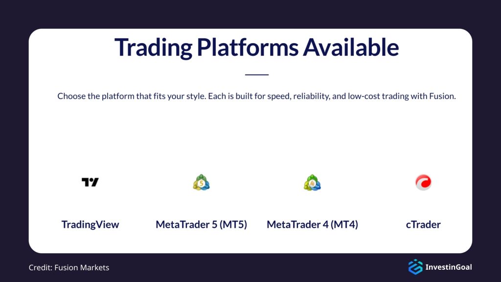 General View of the Trading Platforms on Fusion Markets