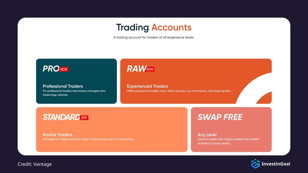 General View of the Account Types on Vantage