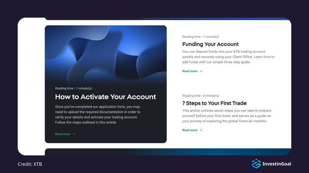 General View of the Education Resources on XTB