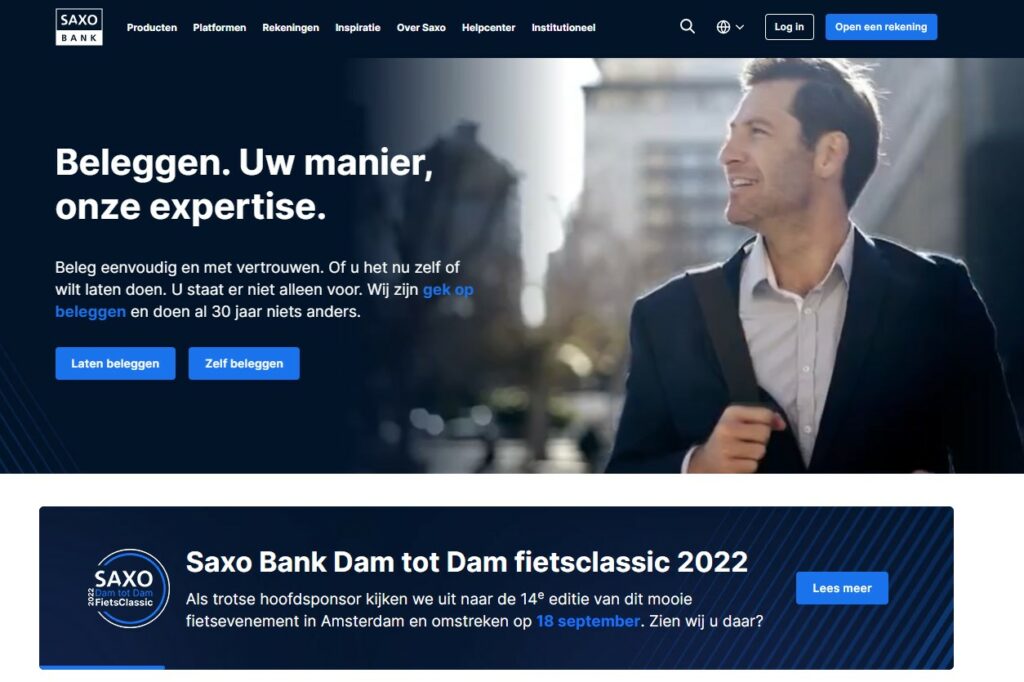 Saxo Bank homepage