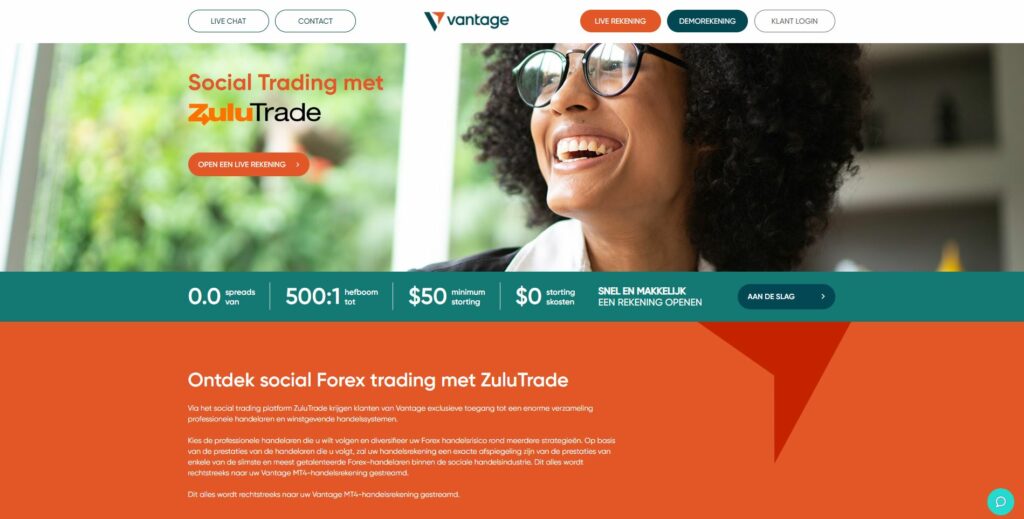 de zulutrade pagina op vantage website