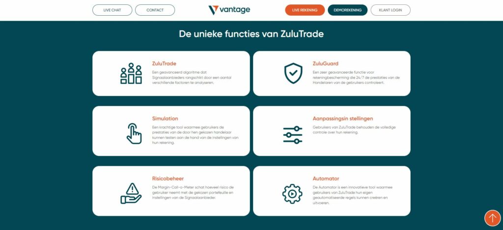 zulutrade unieke kenmerken op vantage website