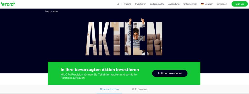 Handeln Sie echte Aktien mit 0% Kommission bei eToro