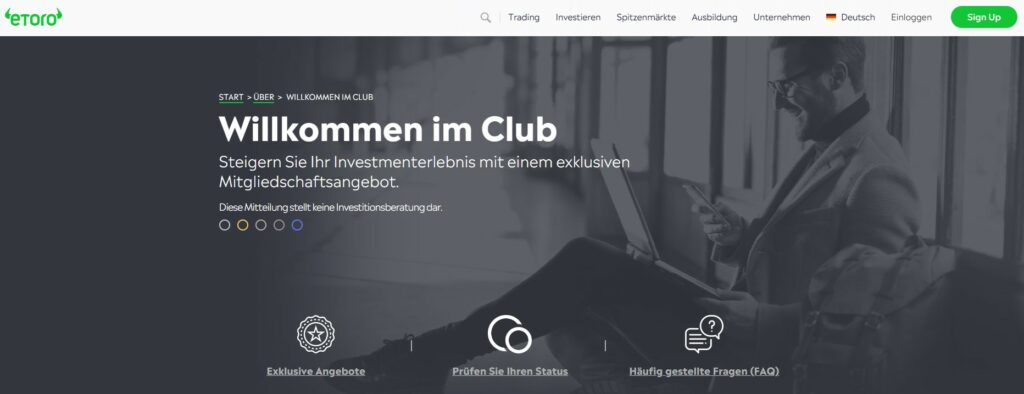 Willkommen im eToro Club