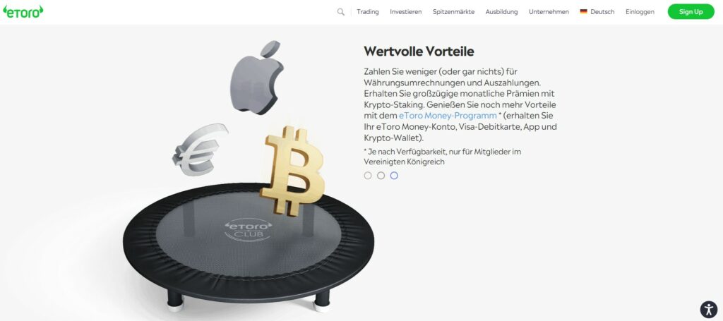 Wertvolle Vorteile mit dem eToro Club
