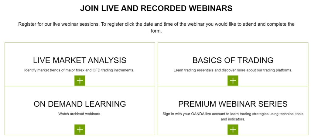 Nehmen Sie an Live-Webinaren und aufgezeichneten Webinaren mit Oanda teil