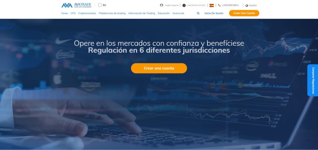 la homepage de avatrade