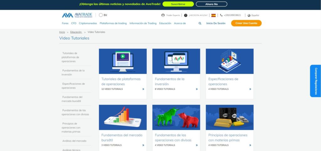 avatrade sección videos tutoriales