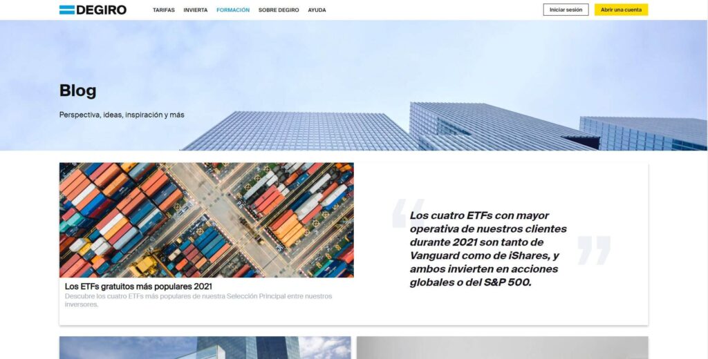 el blog proporcionado por degiro