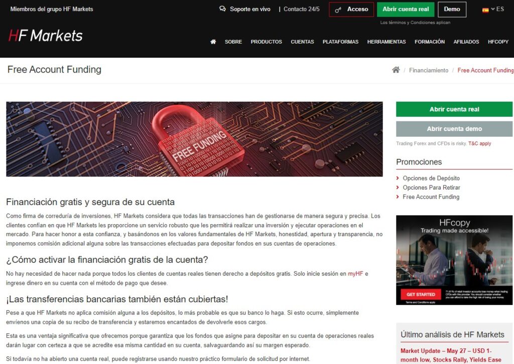 La financiacion gratis con HF Markets