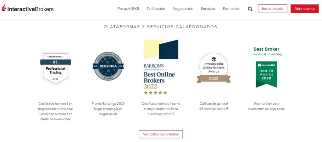 Los premios recibidos par Interactive brokers