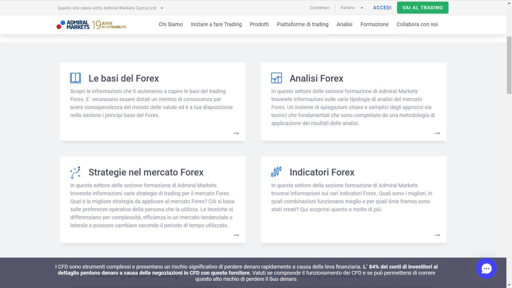 sezione articoli di admiral markets