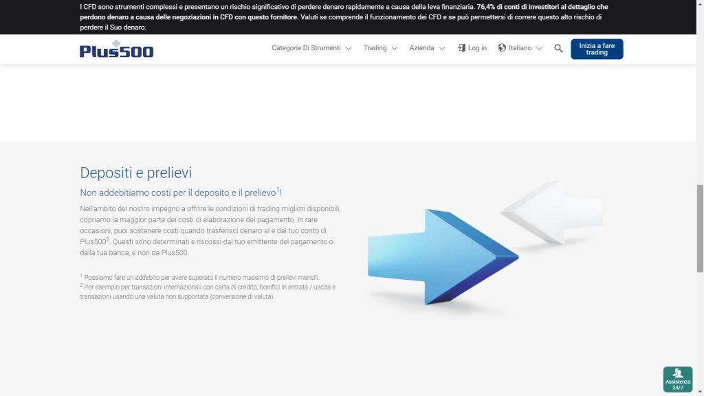Come depositare e prelevare soldi da Plus500